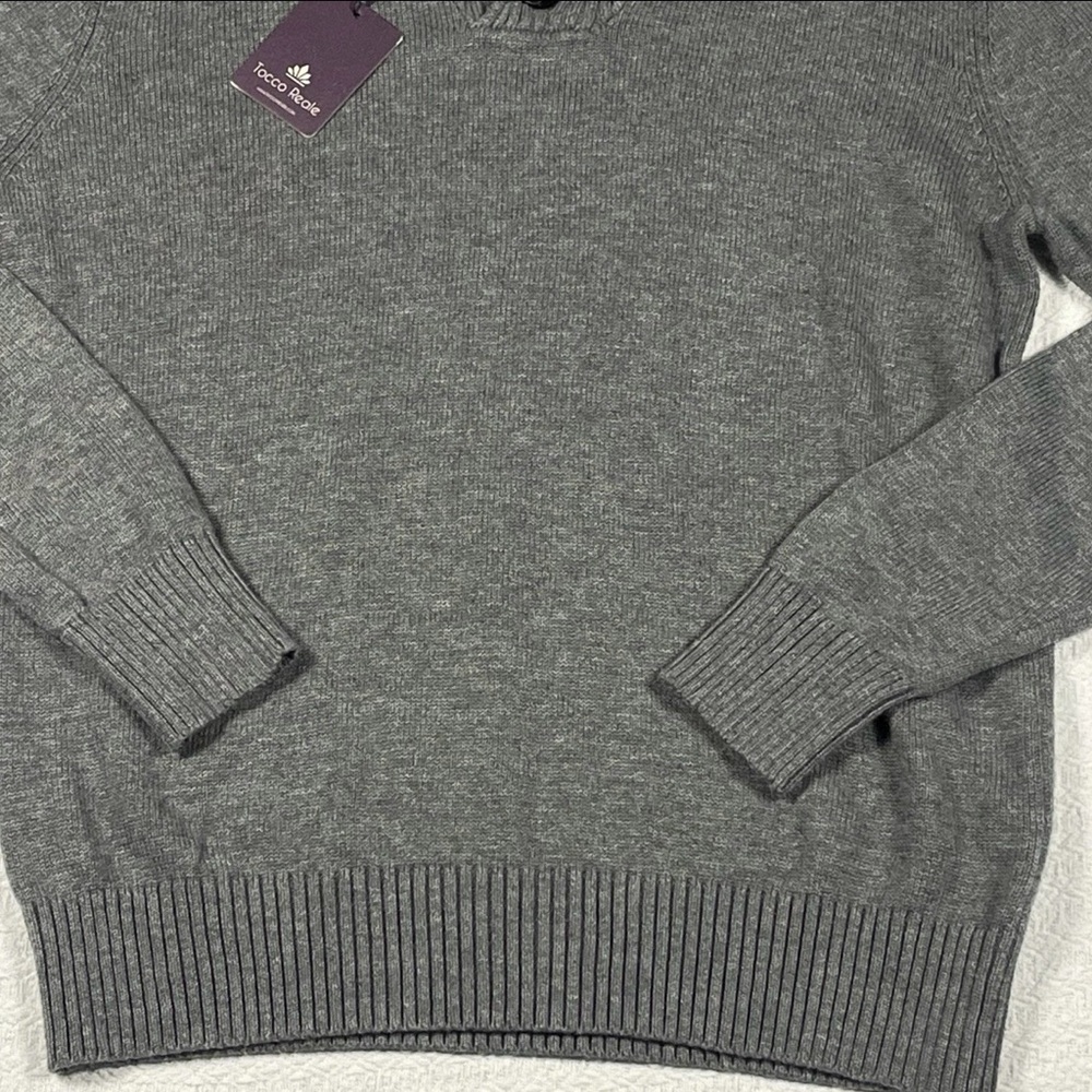 Tocco Reale Shawl Collar Sweater Men Large Gray Wool Cashmere Blend Grandpa Soft - Picture 9 of 12